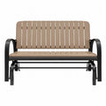 Banc à bascule de jardin 2 places 120 x 70 x 90 cm en acier noir et lattes polyéthylène bois brun
